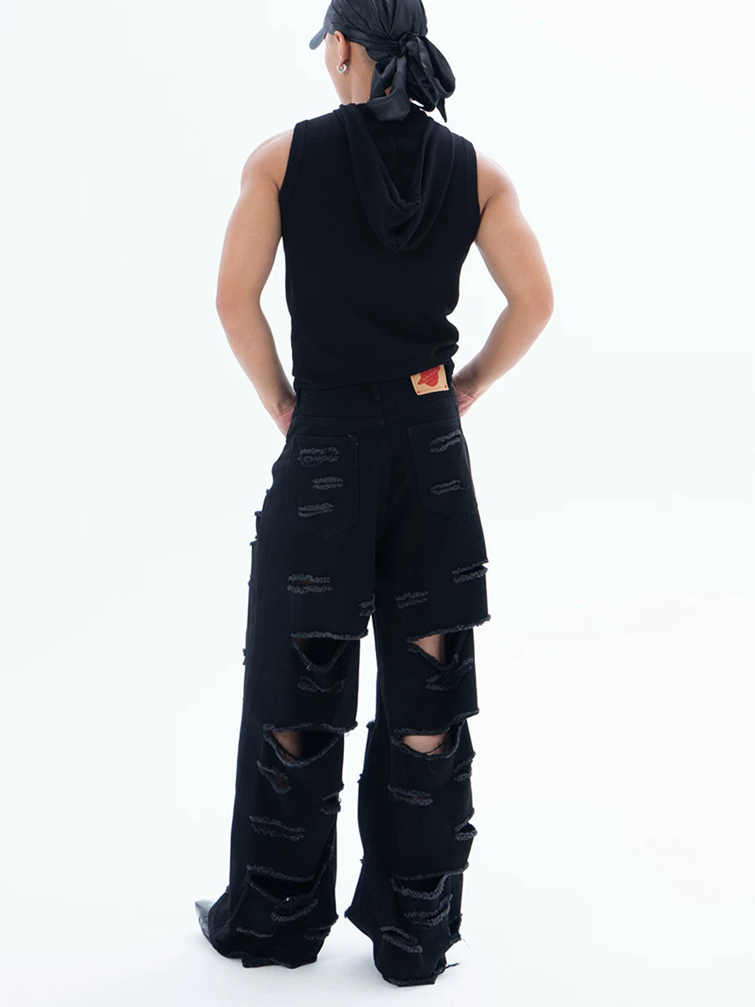 Raw Slash Black Wide Leg Jeans - product view 8