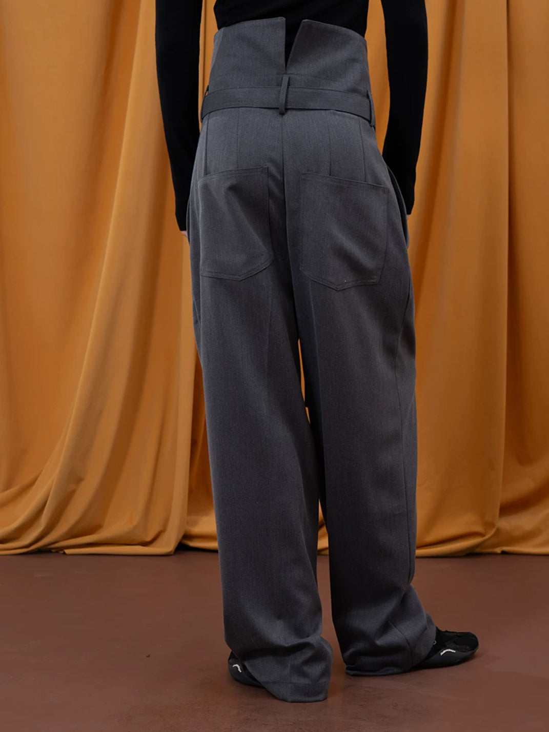 Foldover Waist Tie Belt Pleated Trousers - view 3