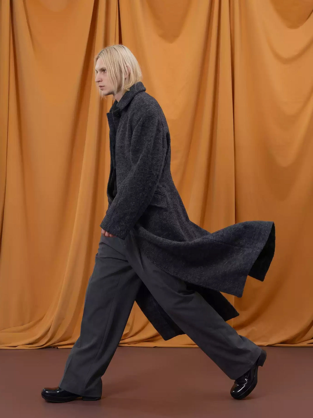 Textured Cocoon Button Front Long Coat - product view 5