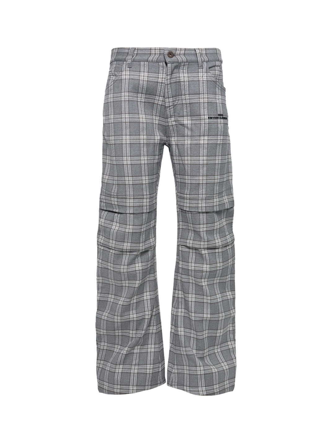 Knee Pleat Embroidered Plaid Wide Leg Trousers - product view 5