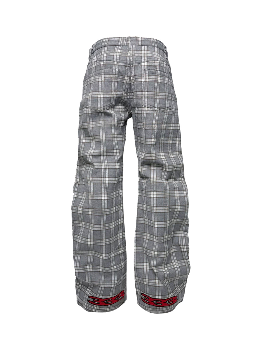 Knee Pleat Embroidered Plaid Wide Leg Trousers - product view 8