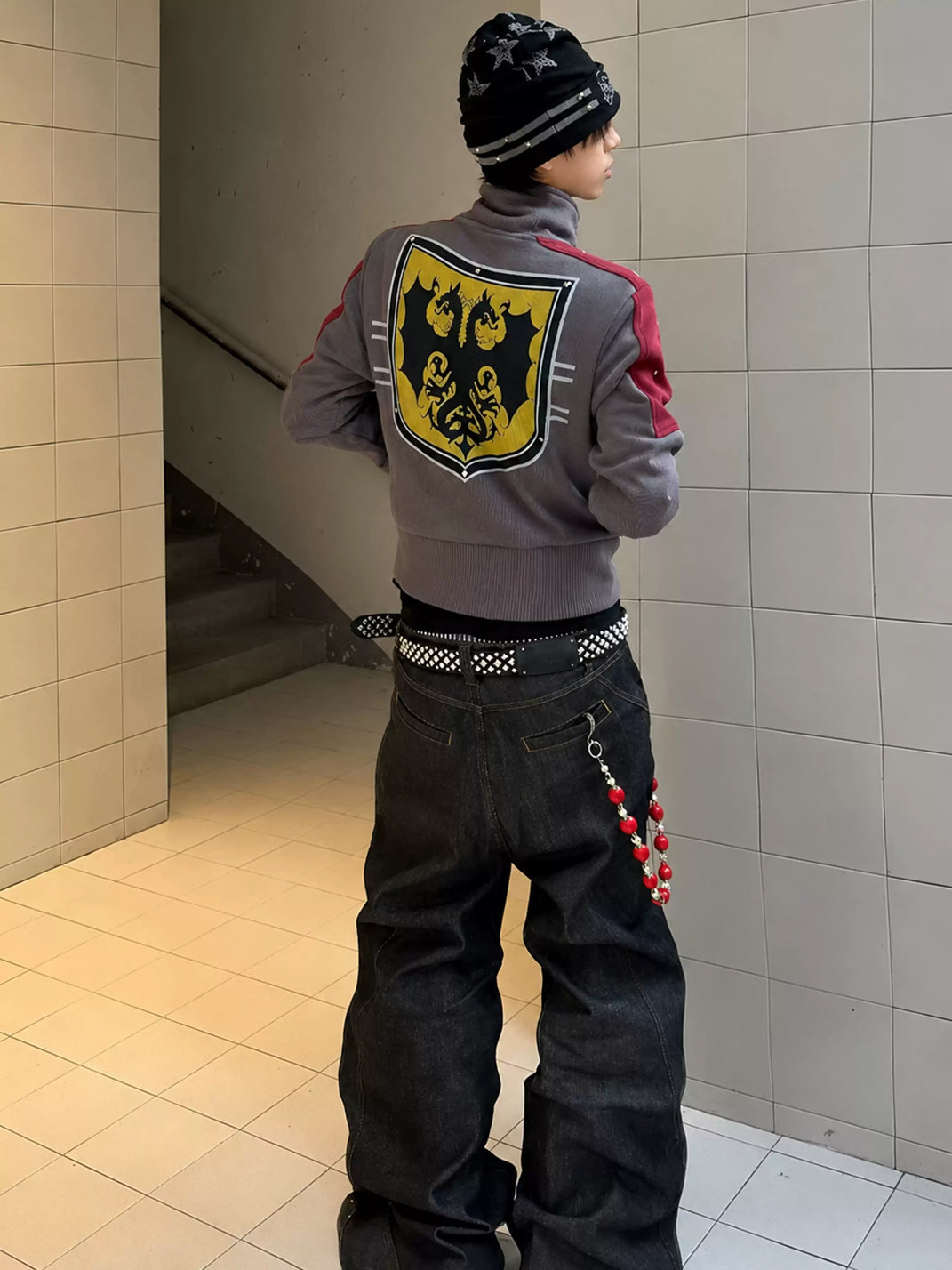 Shield Patch Contrast Panel Zip Jacket - view 7