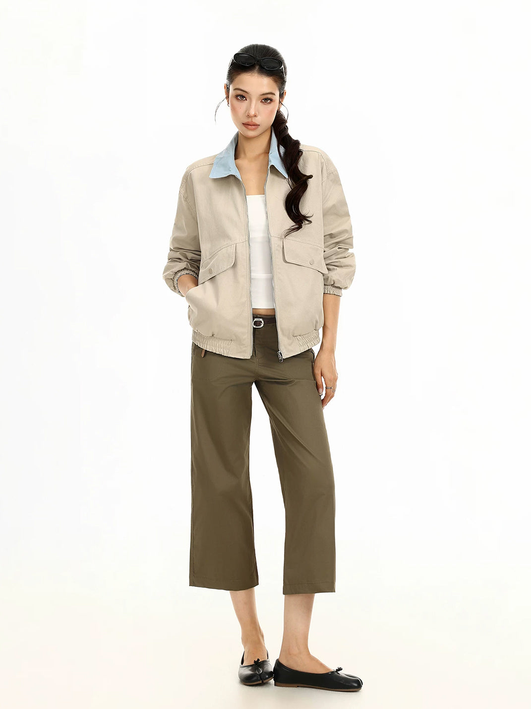 Contrast-Collar Utility Bomber Jacket - view 8
