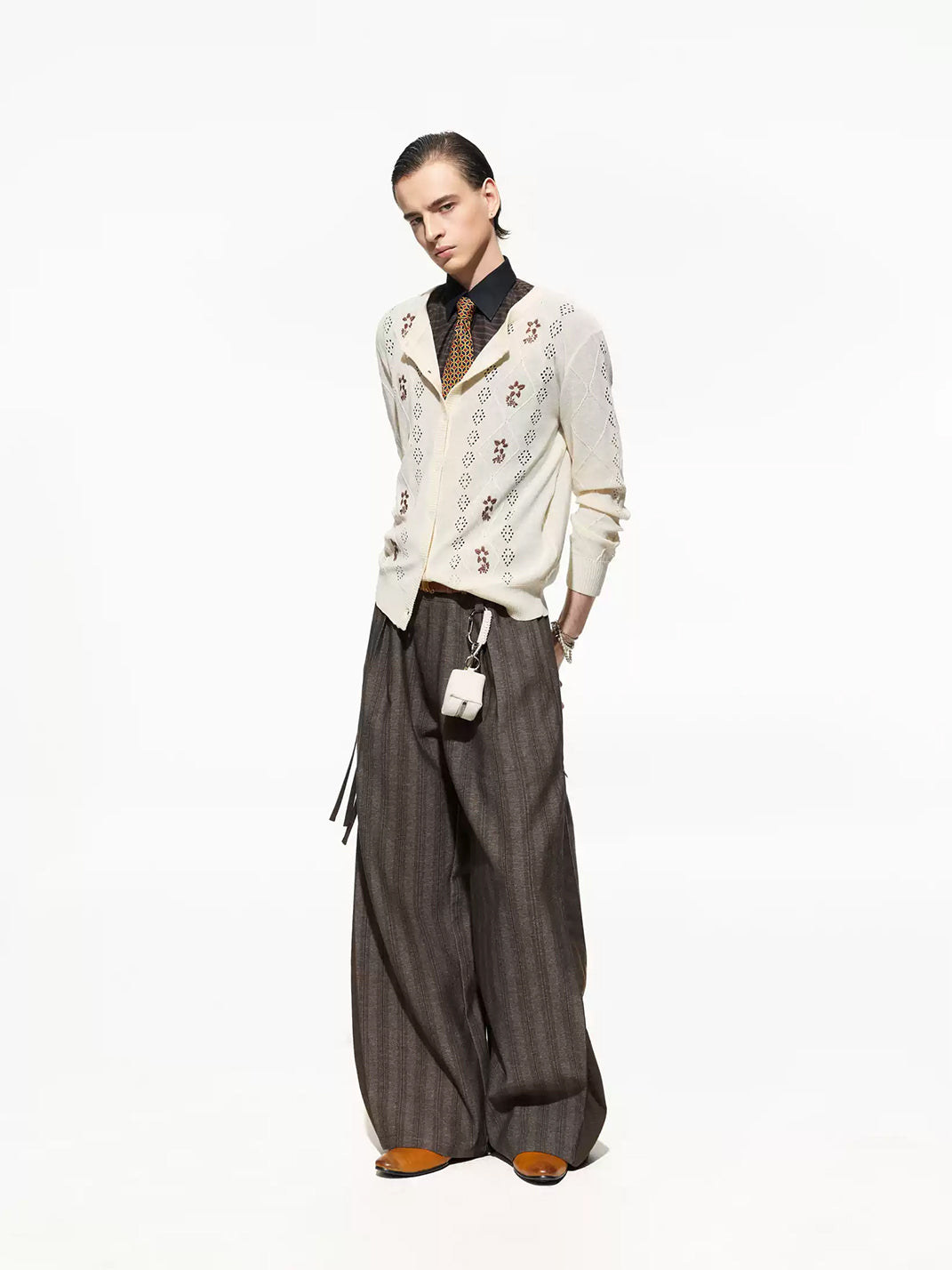 Double Pleat Side Tie Wide Trousers - view 6