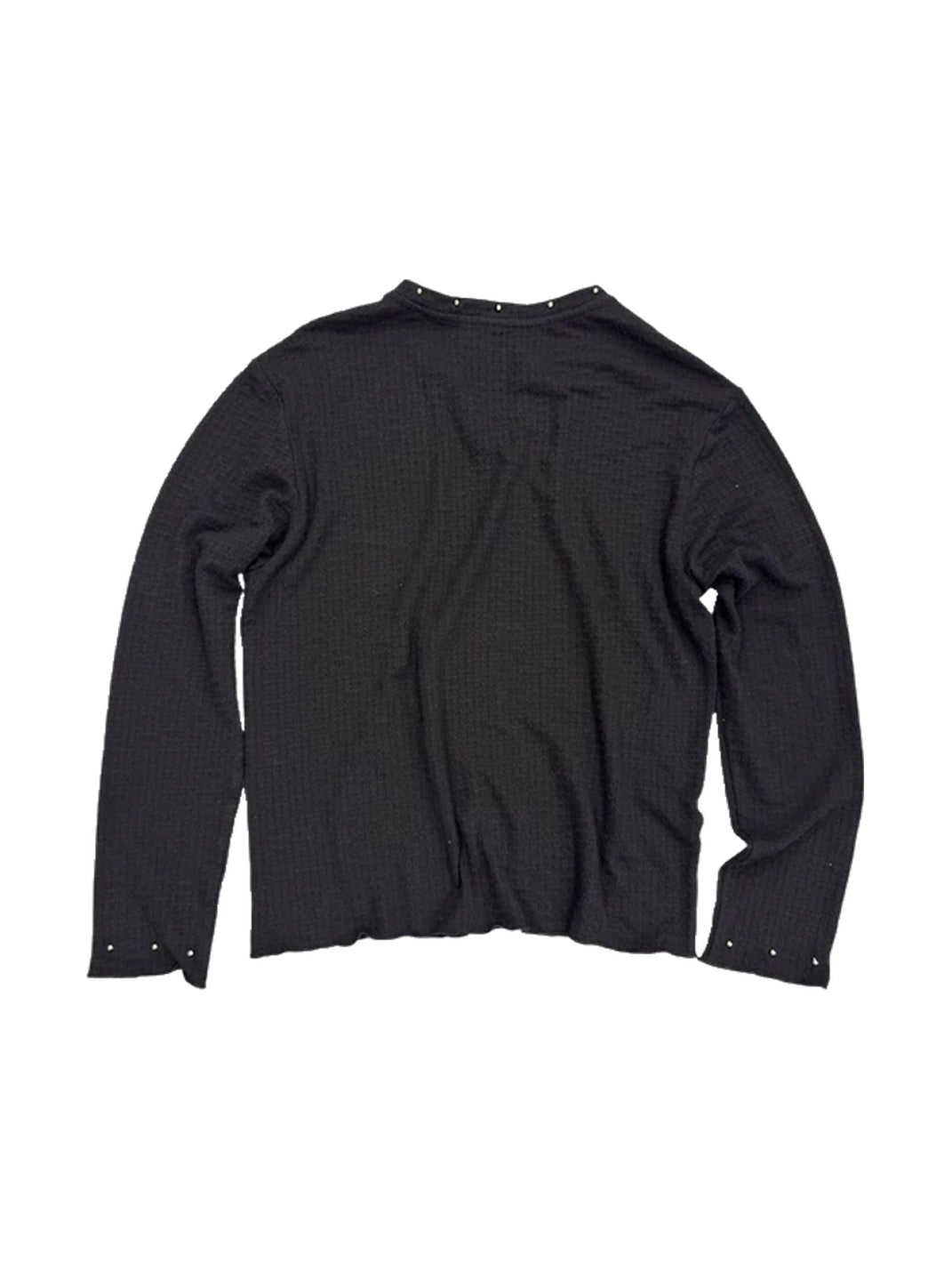Black Studded Jacquard V Neck Tee - product view 7