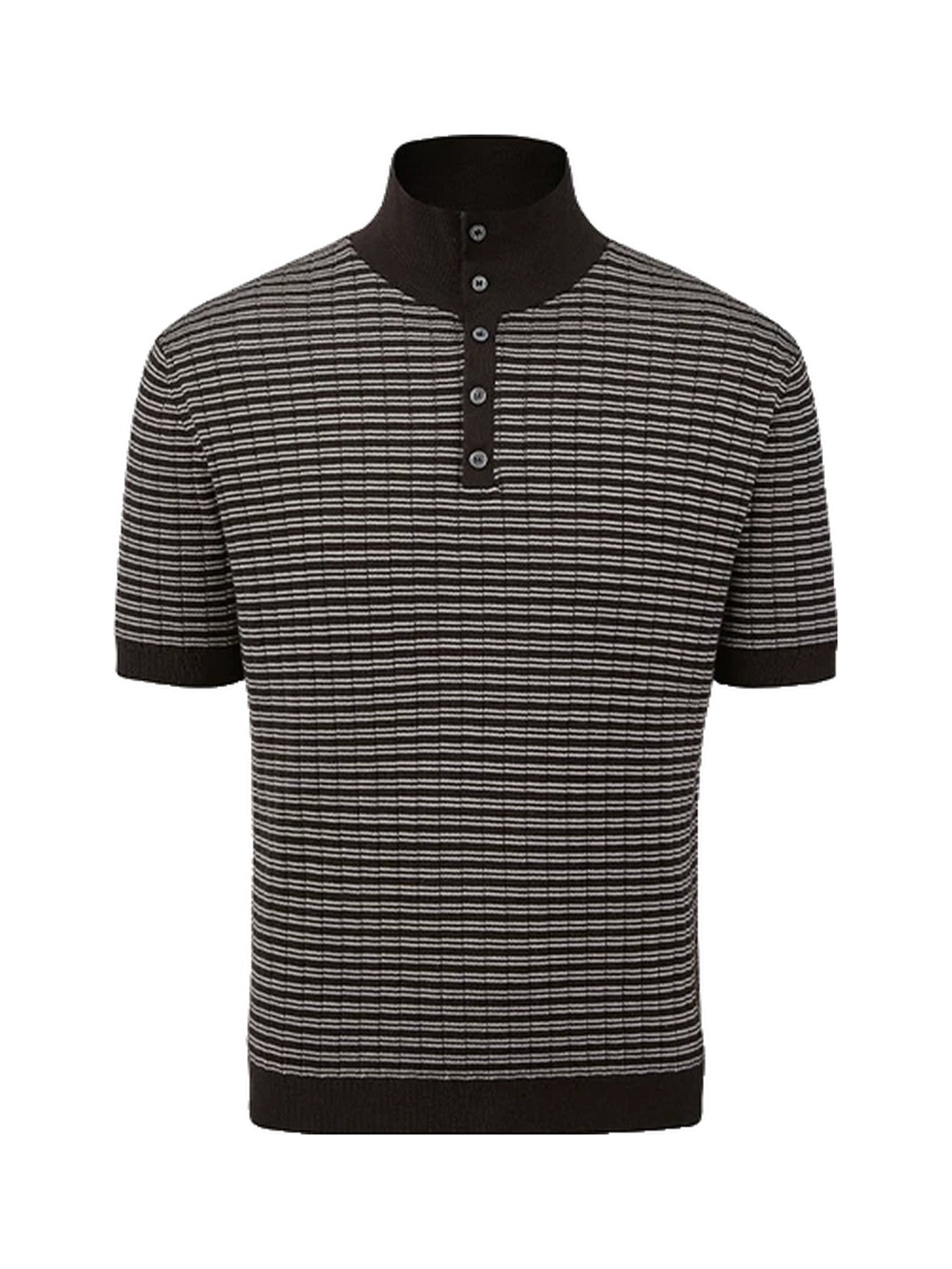 Fine Stripe Contrast Trim Textured Polo - view 1