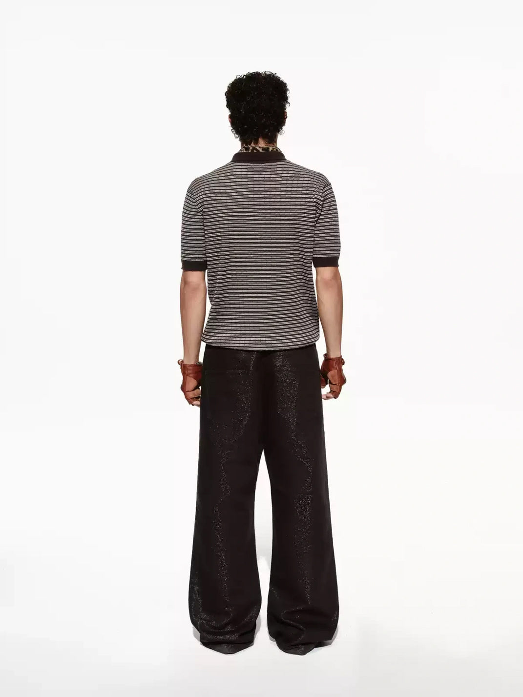 Fine Stripe Contrast Trim Textured Polo - view 6