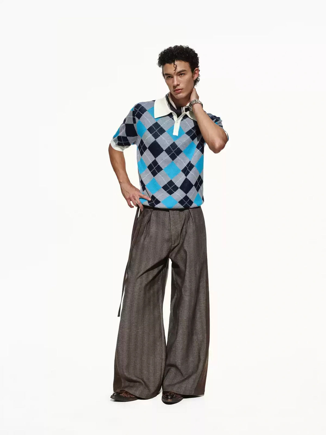 Diamond Knit Contrast Trim Short Sleeve Polo - product view 8