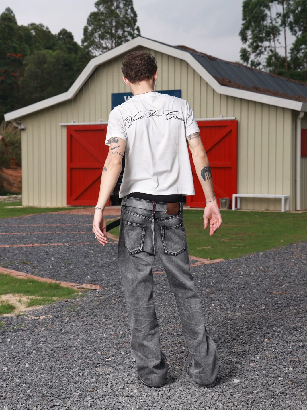 Whisker Wash Relaxed Micro Flare Jeans - product view 11