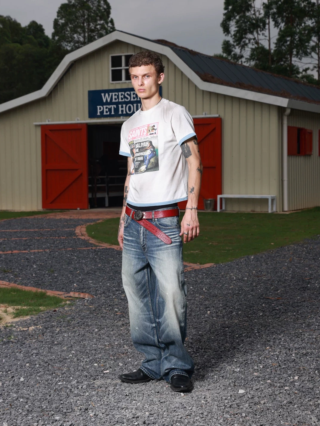 Whisker Wash Relaxed Micro Flare Jeans - product view 6