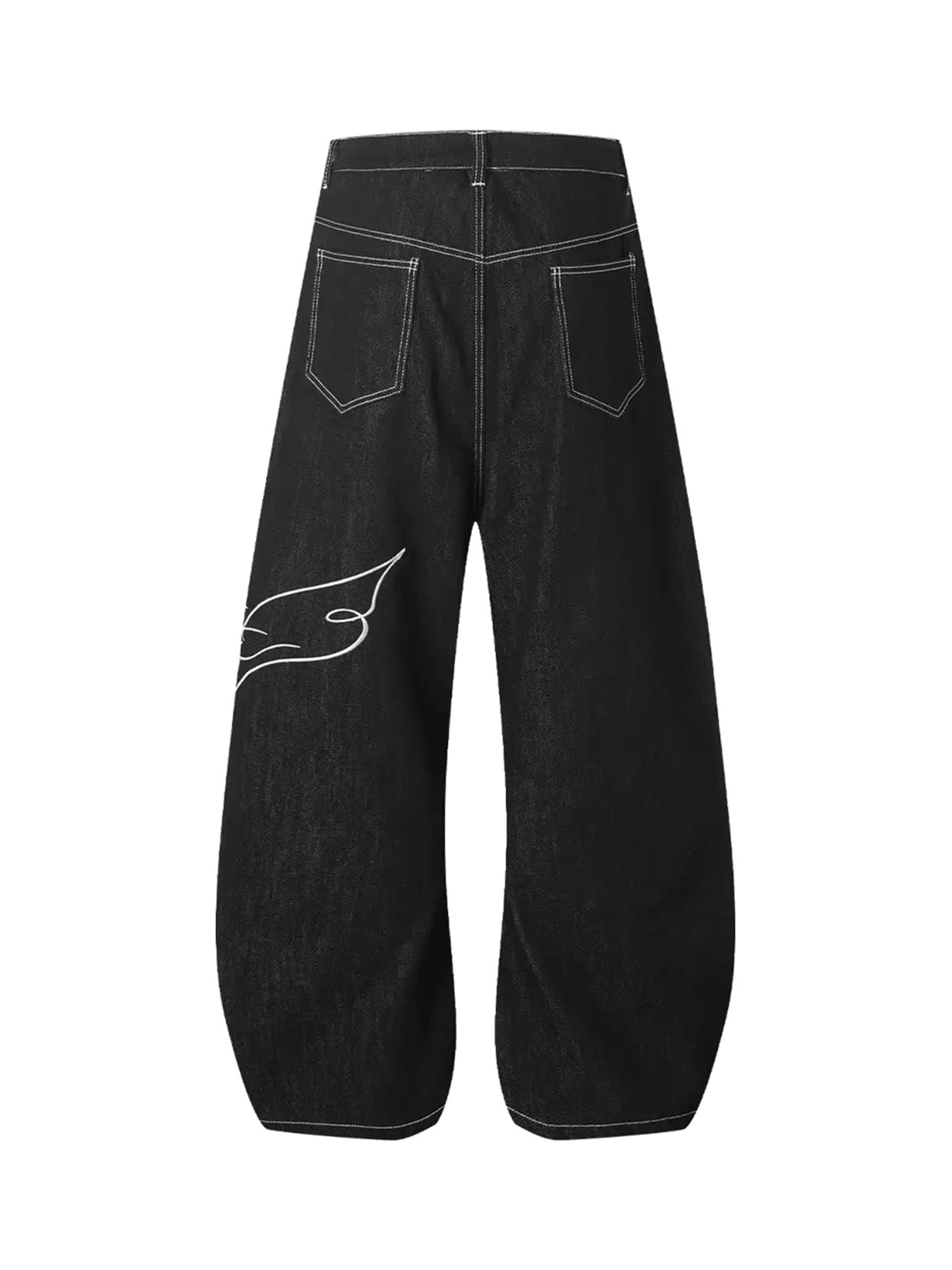 Contrast Stitch Curved Wide Leg Jeans - product view 7