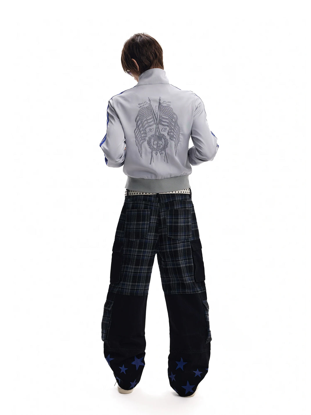 Leopard-Stripe Satin Zip Bomber - view 6