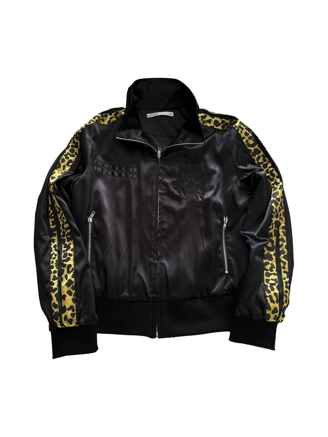 Leopard-Stripe Satin Zip Bomber - view 8