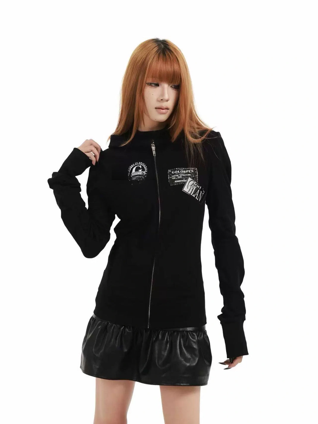 Skull-Back Script Fitted Zip Hoodie - view 5
