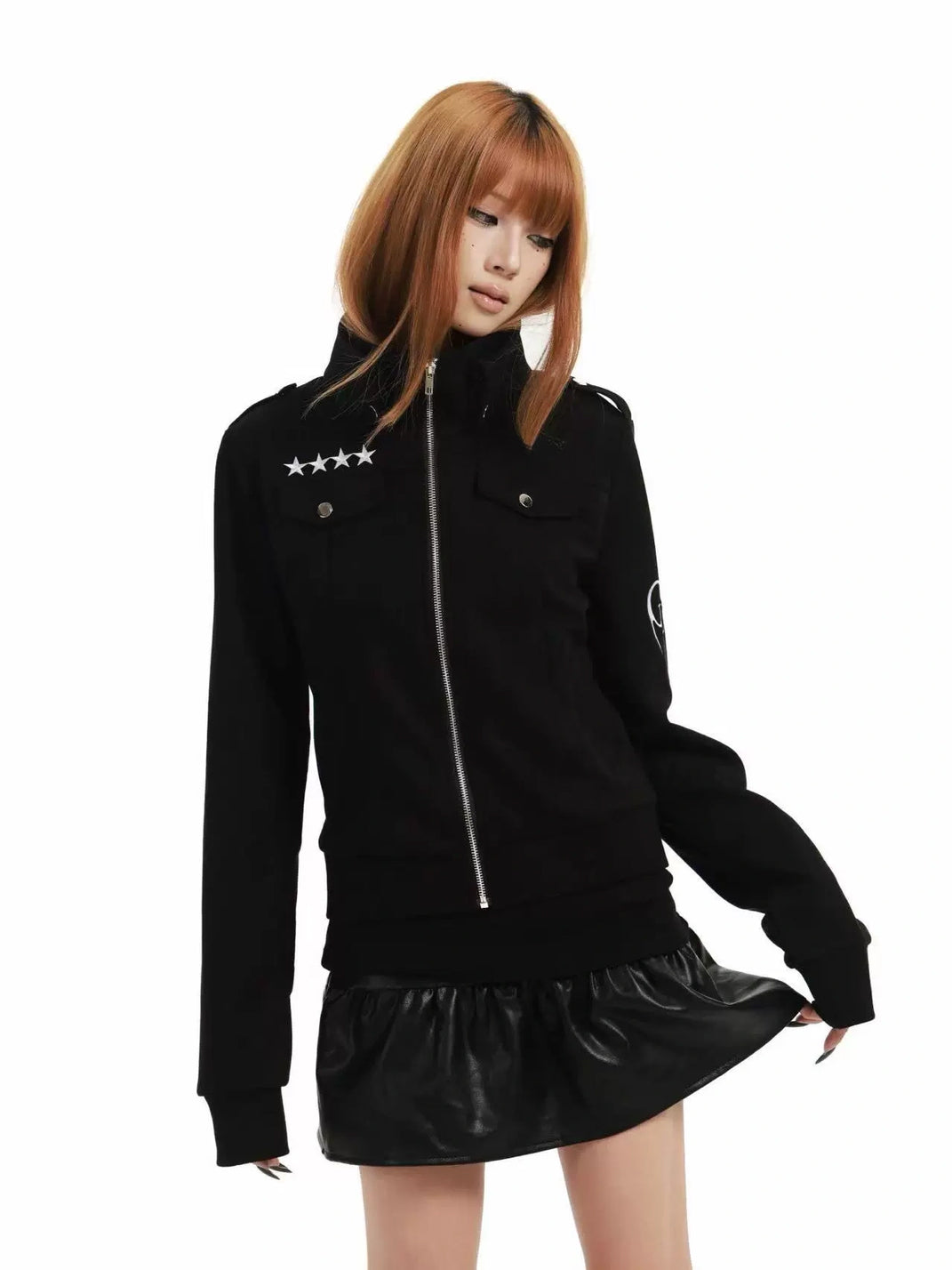 Star-Embroidered Thumbhole Zip Jacket - view 5