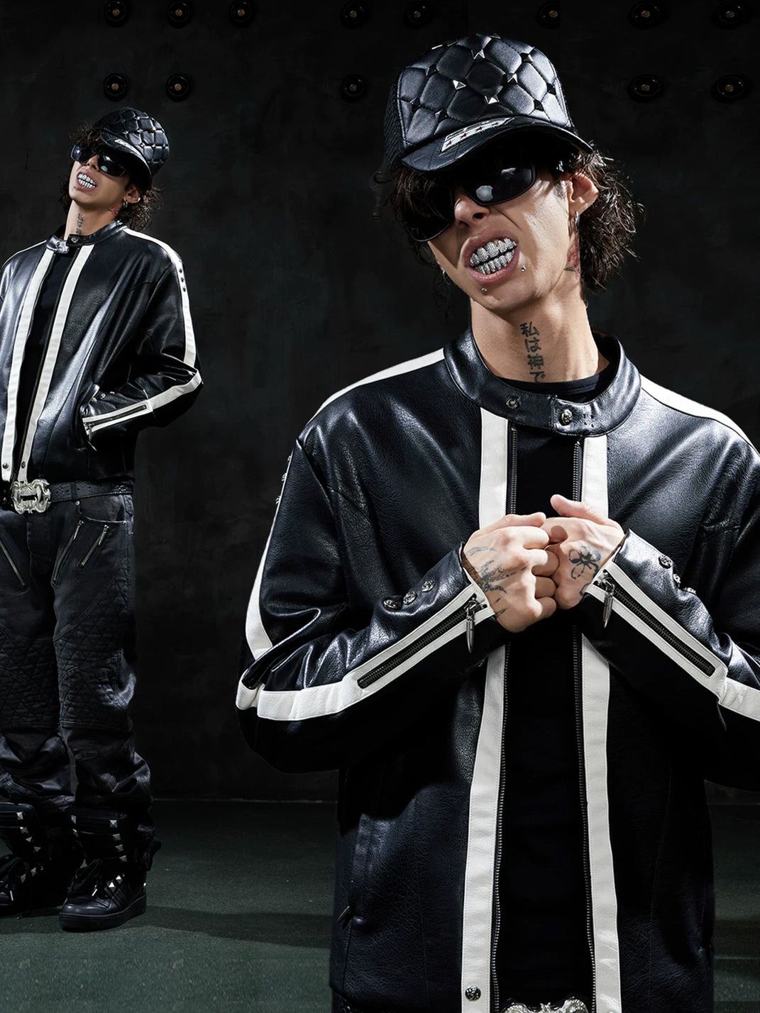 White Stripe Snap Collar Racing Jacket - product view 6