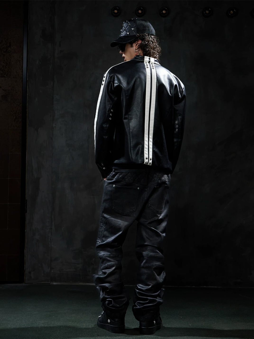 White Stripe Snap Collar Racing Jacket - product view 8