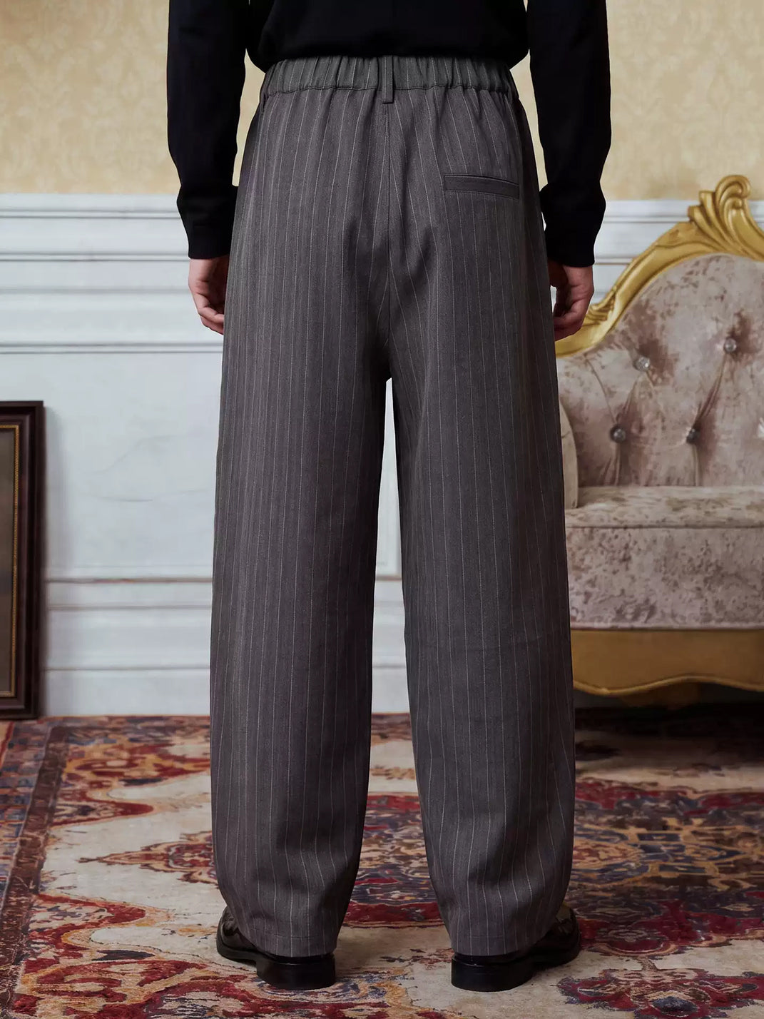 Braided Front Herringbone Wide Leg Trousers - view 4