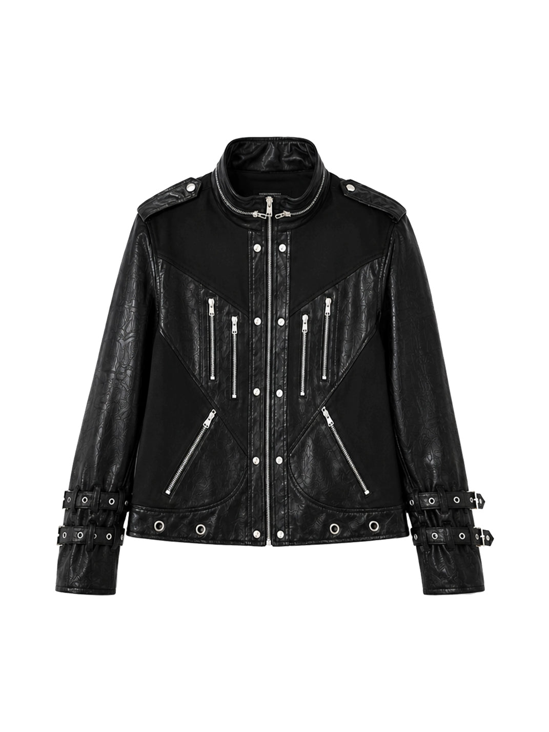 Buckle-Cuff Multi-Zip Faux-Leather Jacket - view 1