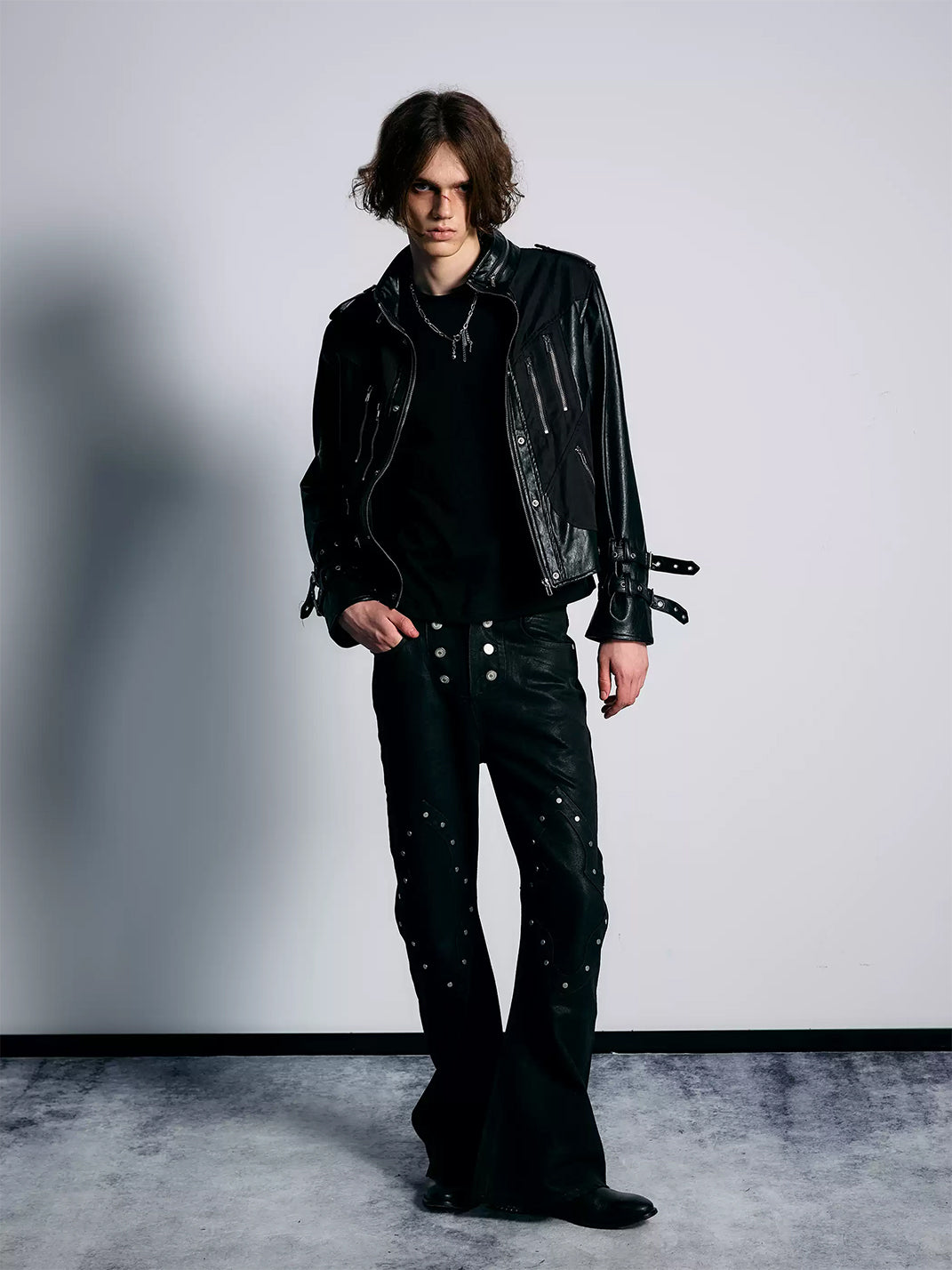 Buckle-Cuff Multi-Zip Faux-Leather Jacket - view 6