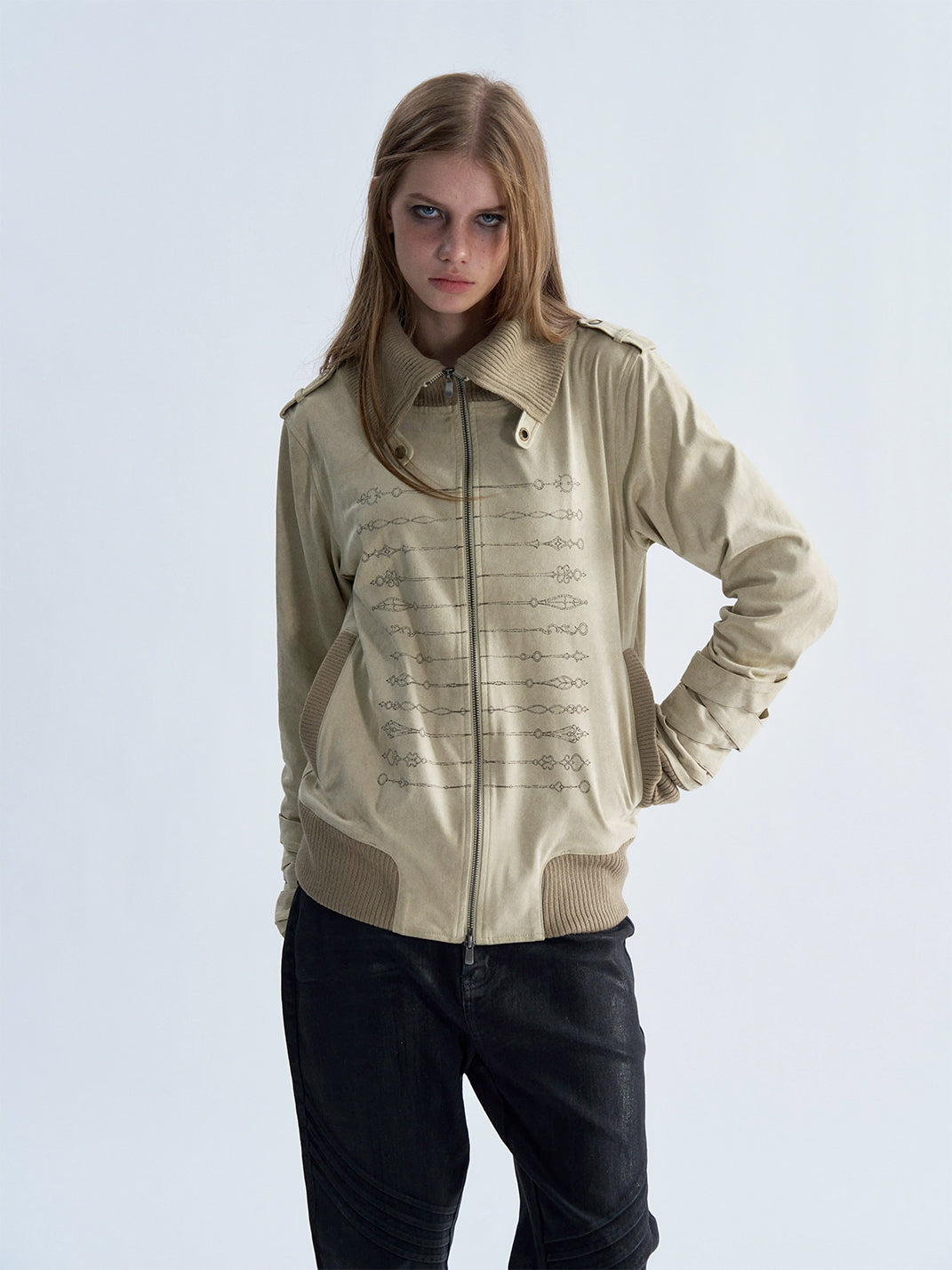 Clockwork Lace-Sleeve Fitted Jacket - view 3