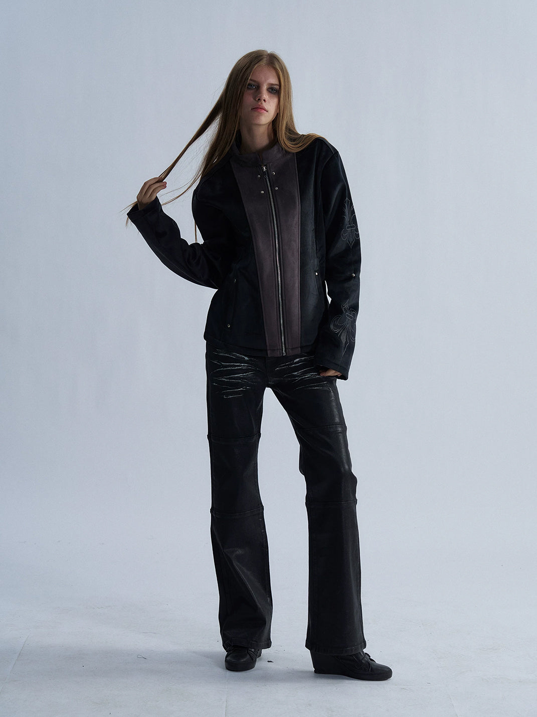 Fleur Crest Contrast-Panel Zip Jacket - view 9