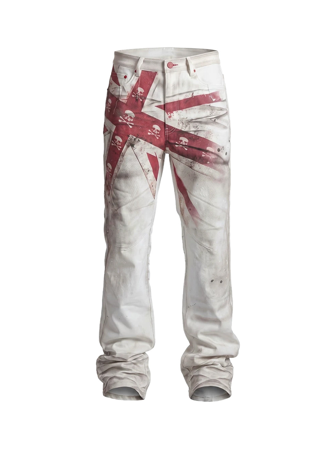 Distressed Flag Print Straight Leg Jeans - view 1
