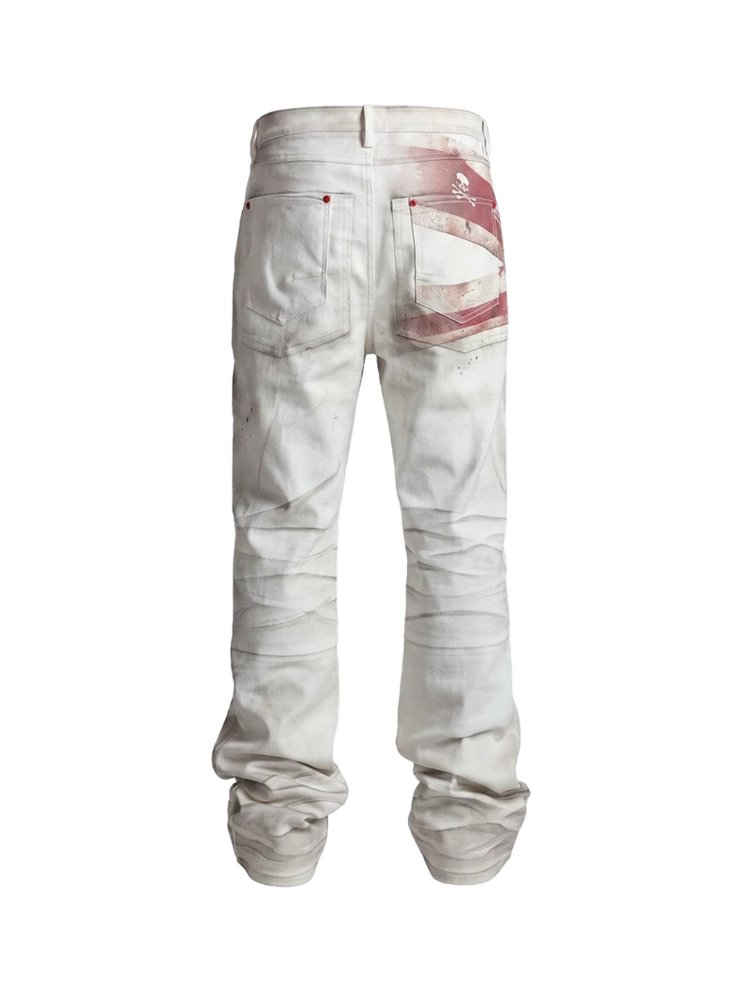 Distressed Flag Print Straight Leg Jeans - view 8
