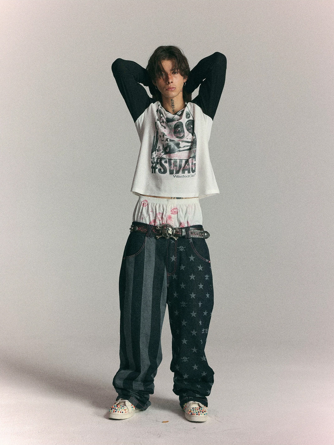 Star Stripe Patchwork Dark Denim Jeans - view 6