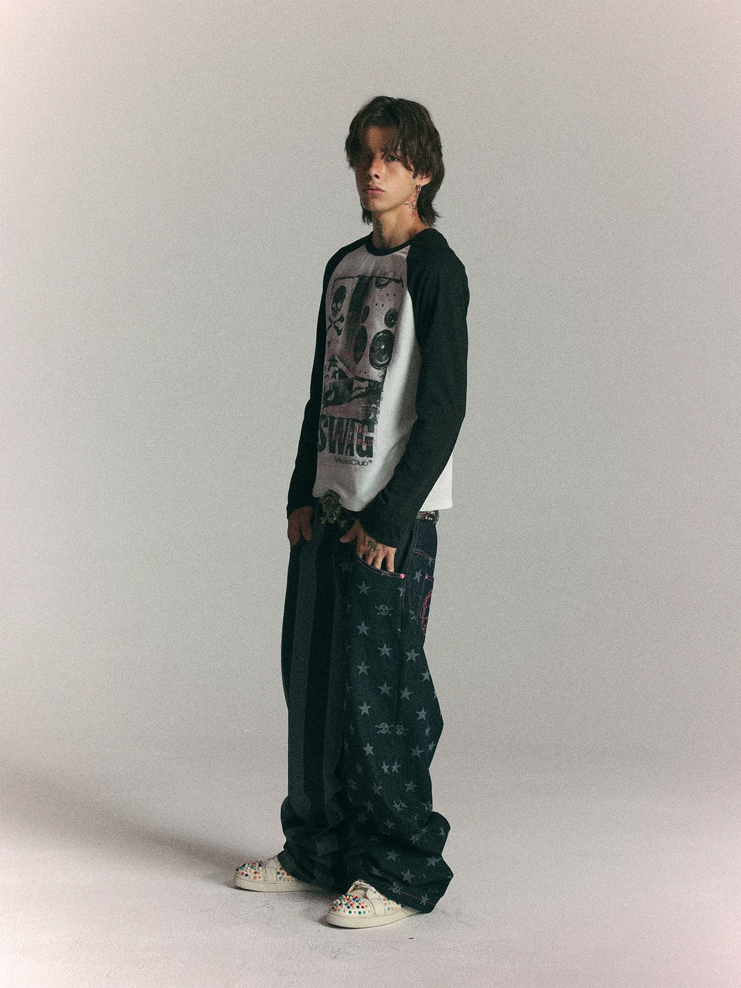 Star Stripe Patchwork Dark Denim Jeans - view 7
