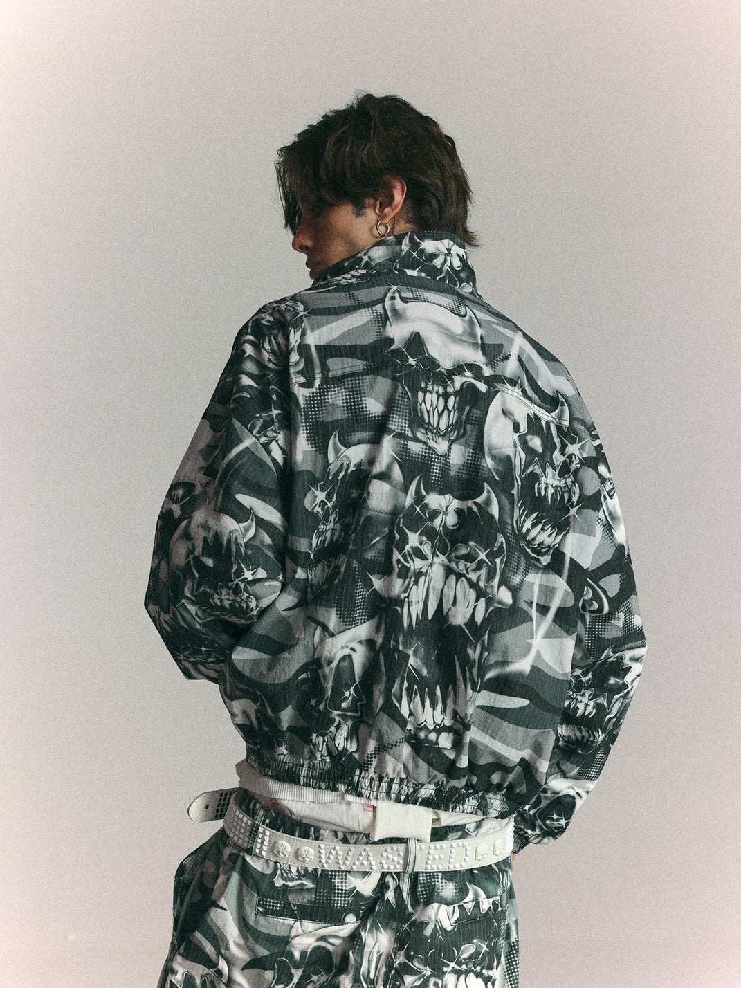 Skull Camouflage Cropped Racing Zip Jacket - product view 2
