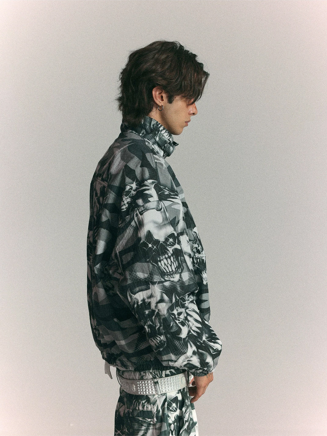 Skull Camouflage Cropped Racing Zip Jacket - product view 5