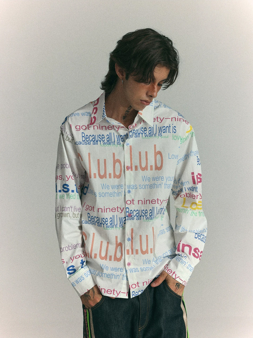 Multicolor Letter Print Relaxed Cotton Shirt - view 2