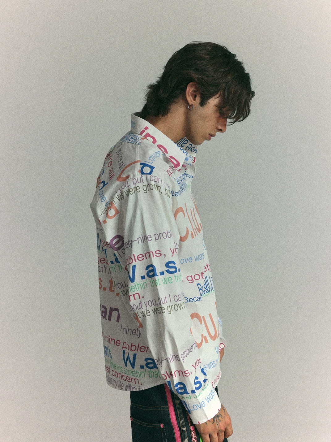 Multicolor Letter Print Relaxed Cotton Shirt - view 4