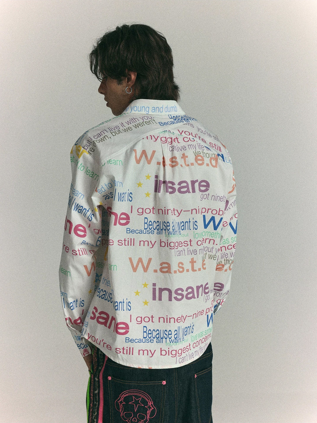 Multicolor Letter Print Relaxed Cotton Shirt - view 5