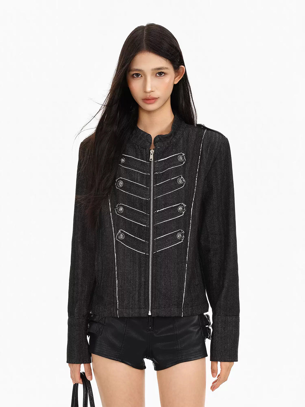 Contrast Stitch Military Detail Denim Jacket - product view 5