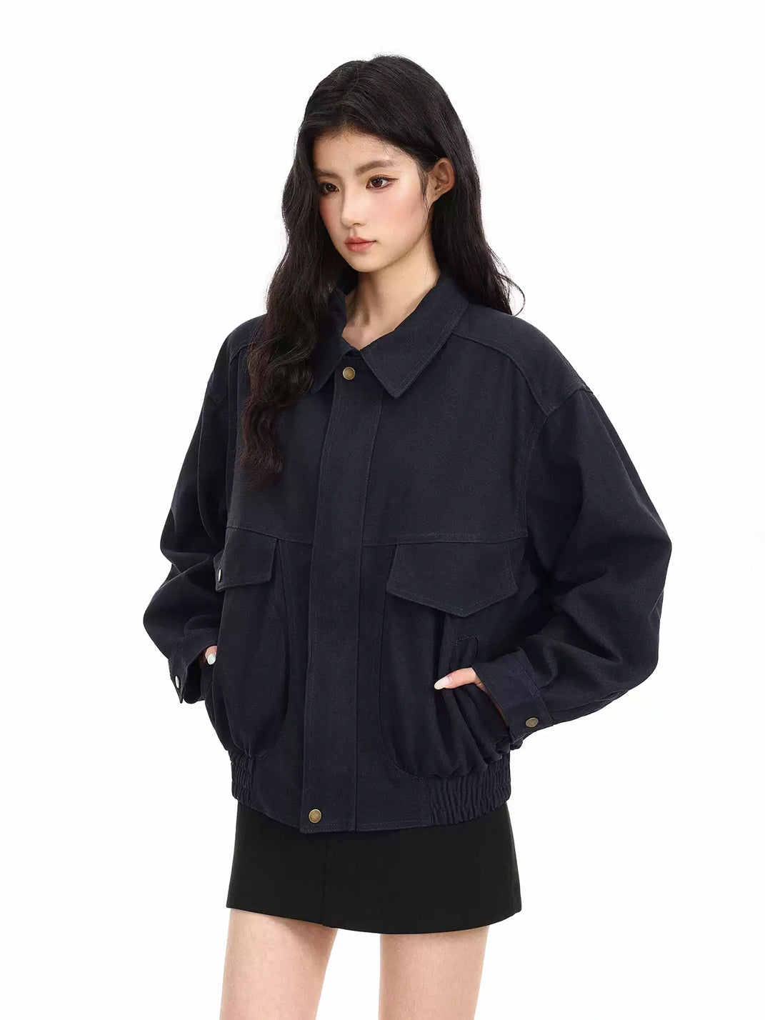 Faux Suede Collared Utility Pocket Jacket - product view 8