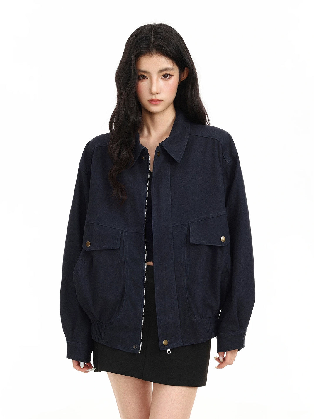 Faux Suede Collared Utility Pocket Jacket - product view 9