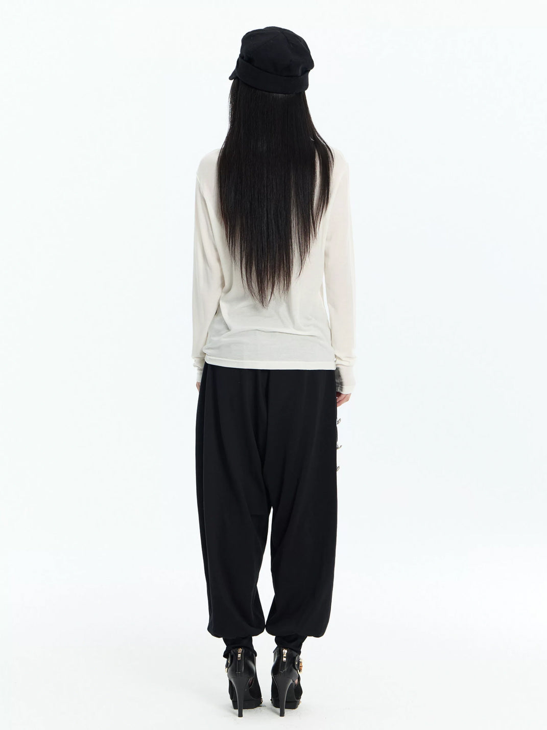 Contrast Waist Knotted Harem Trousers - product view 4