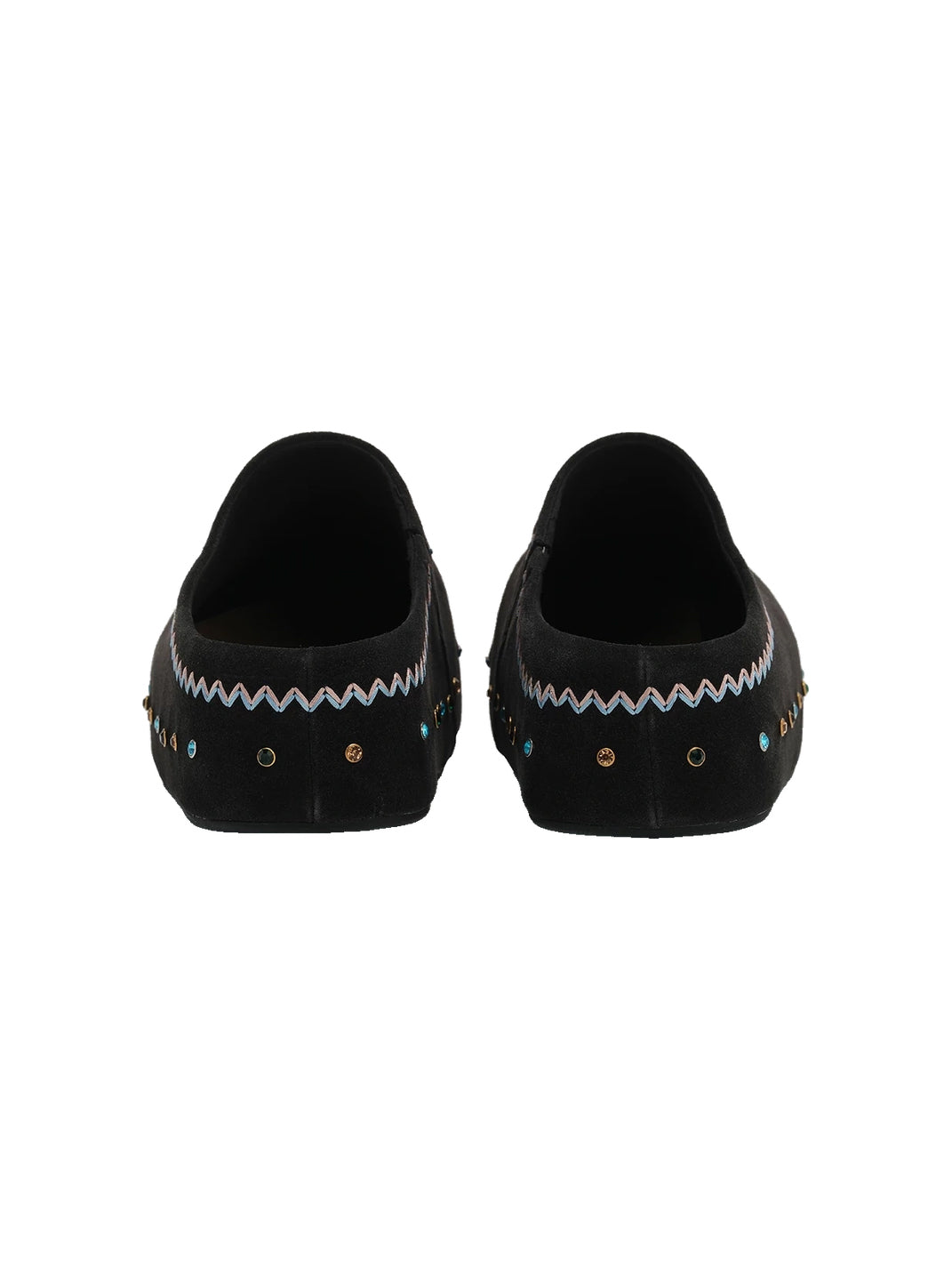 Rhinestone Trim Suede Platform Clogs - 5