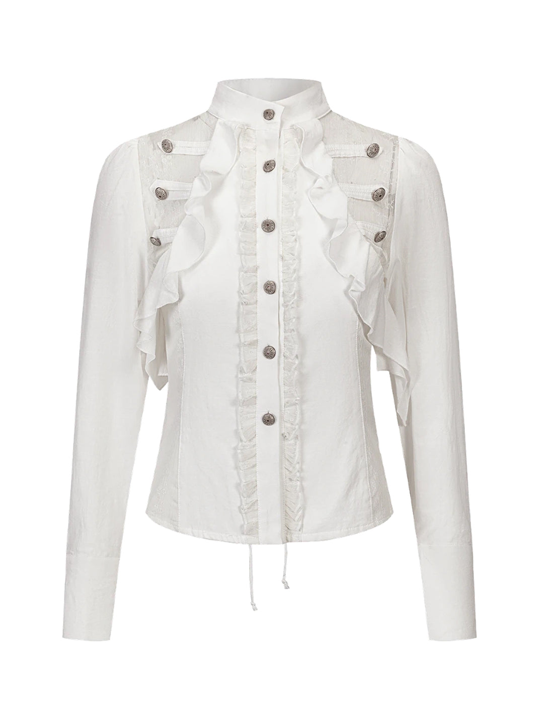 Ruffled Lace Panel Corset Back Shirt - view 1