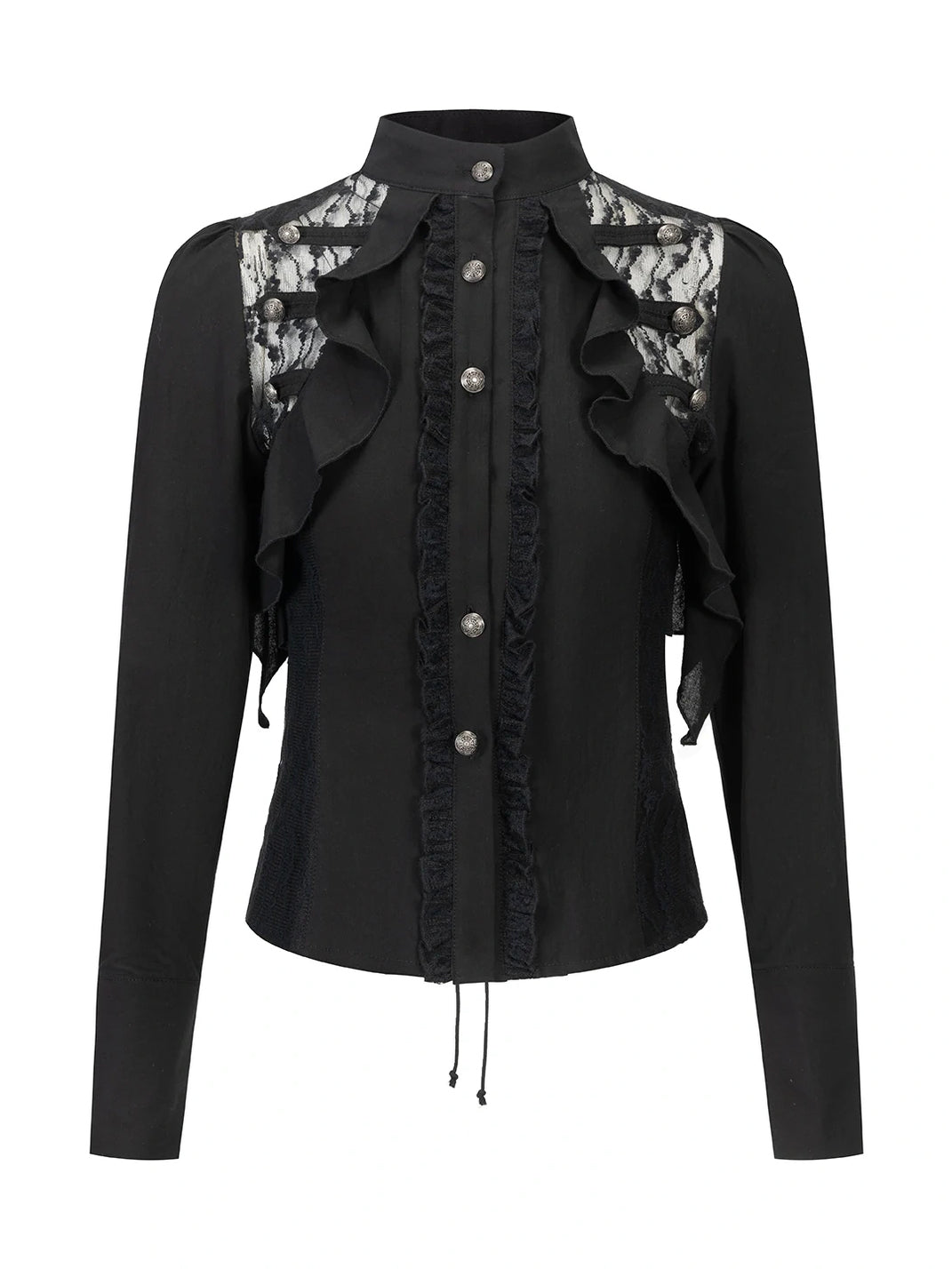 Ruffled Lace Panel Corset Back Shirt - view 7