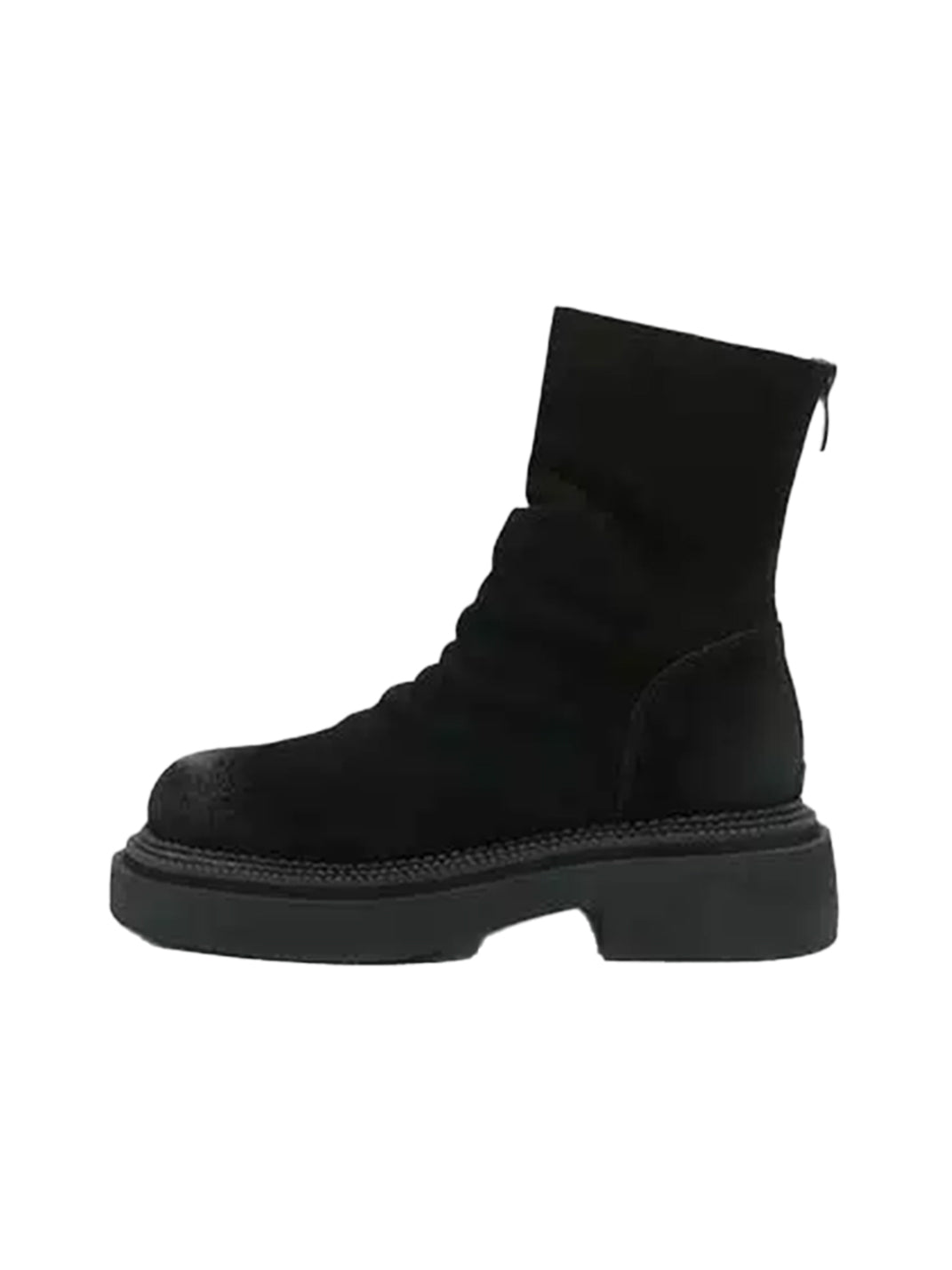 Slouch Shaft Nubuck Platform Ankle Boots - 1