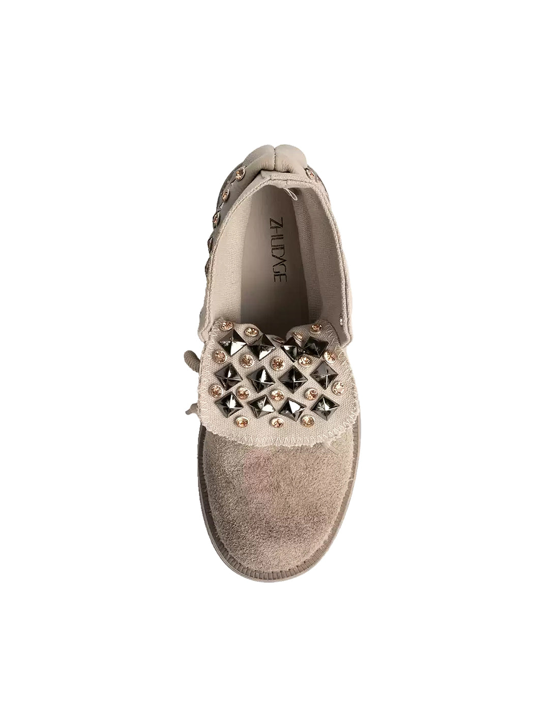 Studded Foldover Collar Suede Ankle Boots - 4