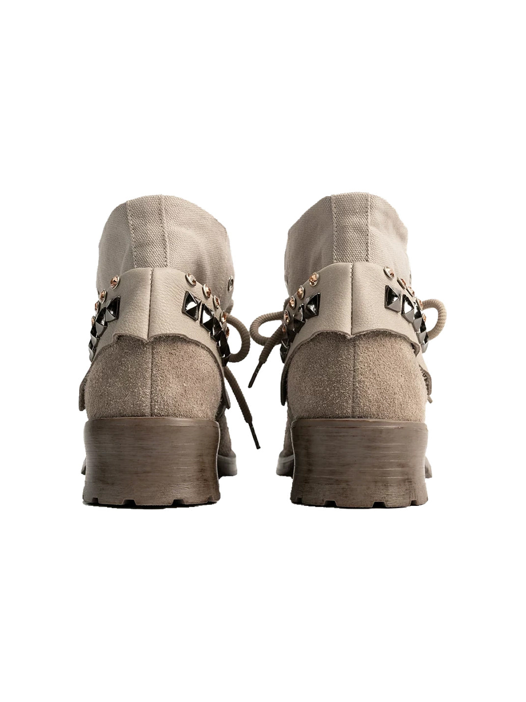 Studded Foldover Collar Suede Ankle Boots - 5