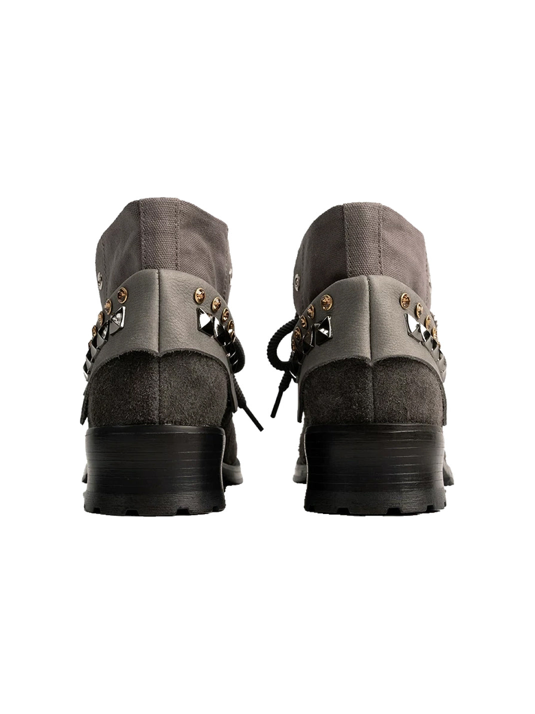 Studded Foldover Collar Suede Ankle Boots - 9