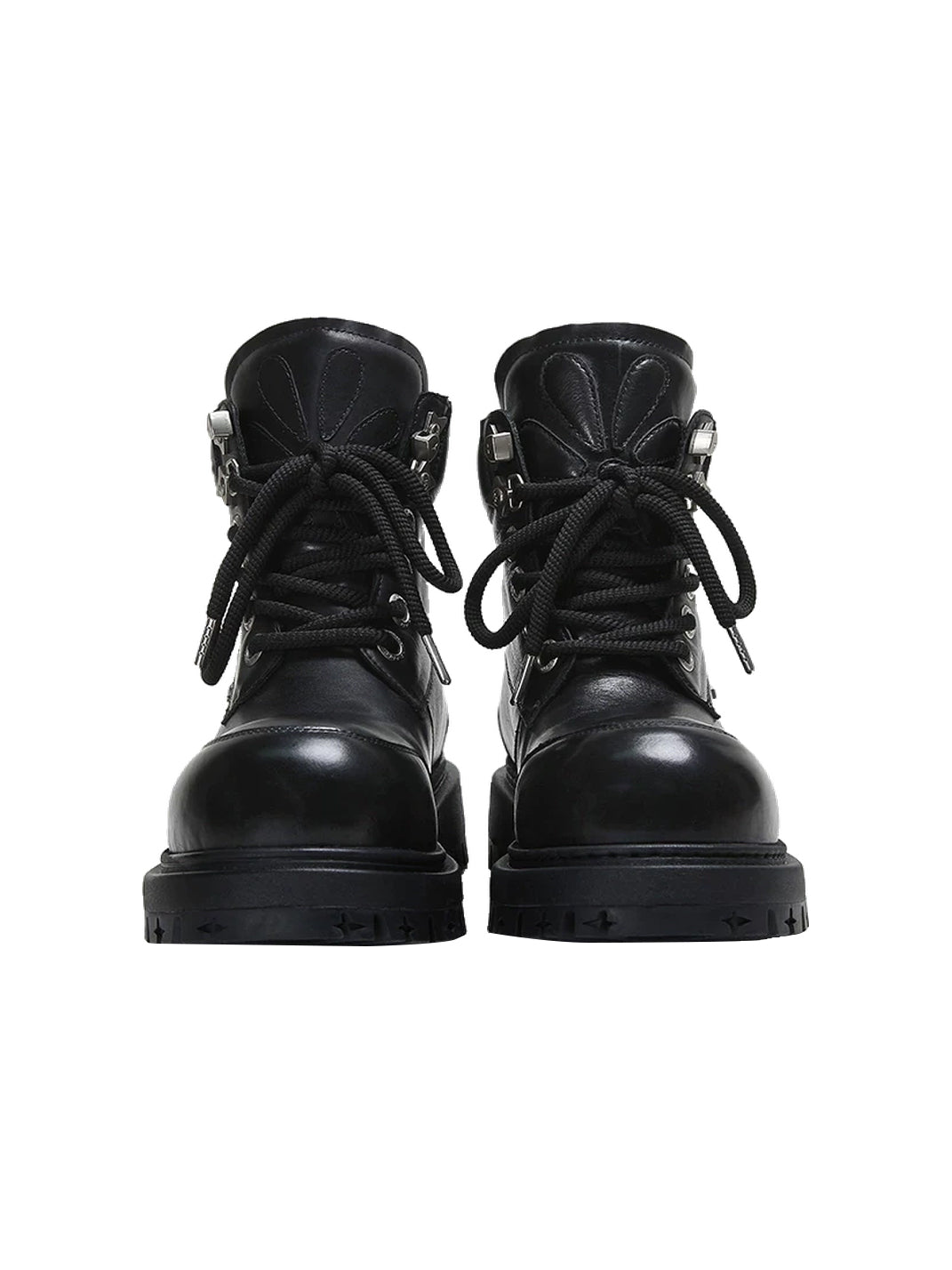 Floral Hardware Lug Sole Leather Boots - 4