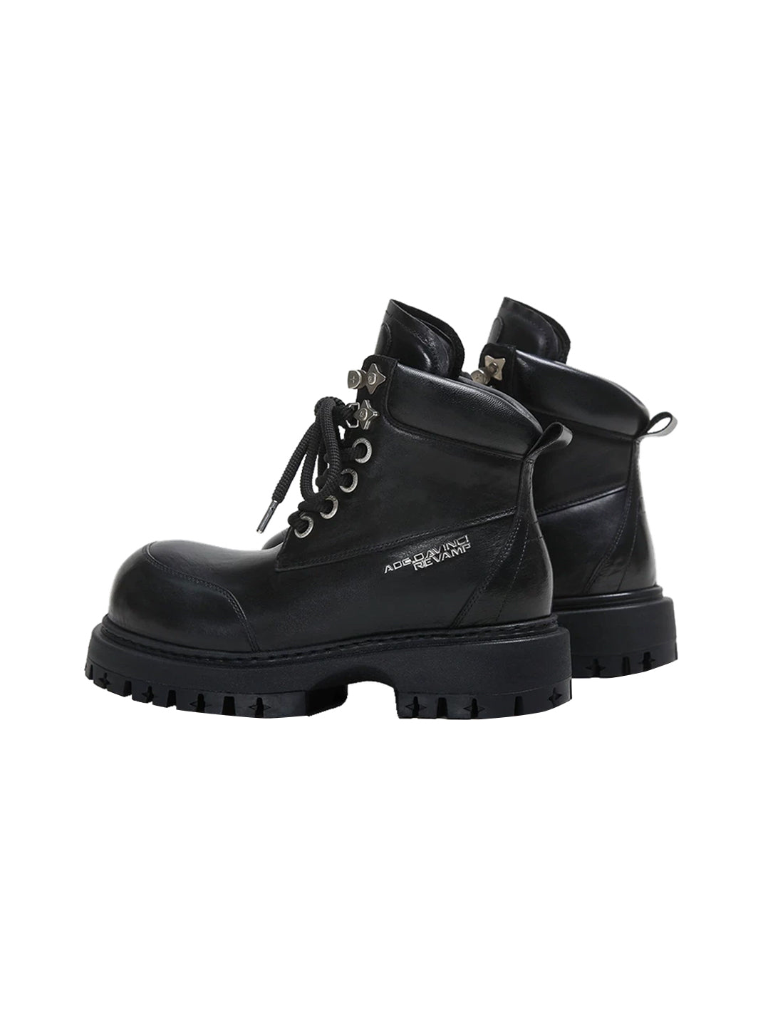 Floral Hardware Lug Sole Leather Boots - 5