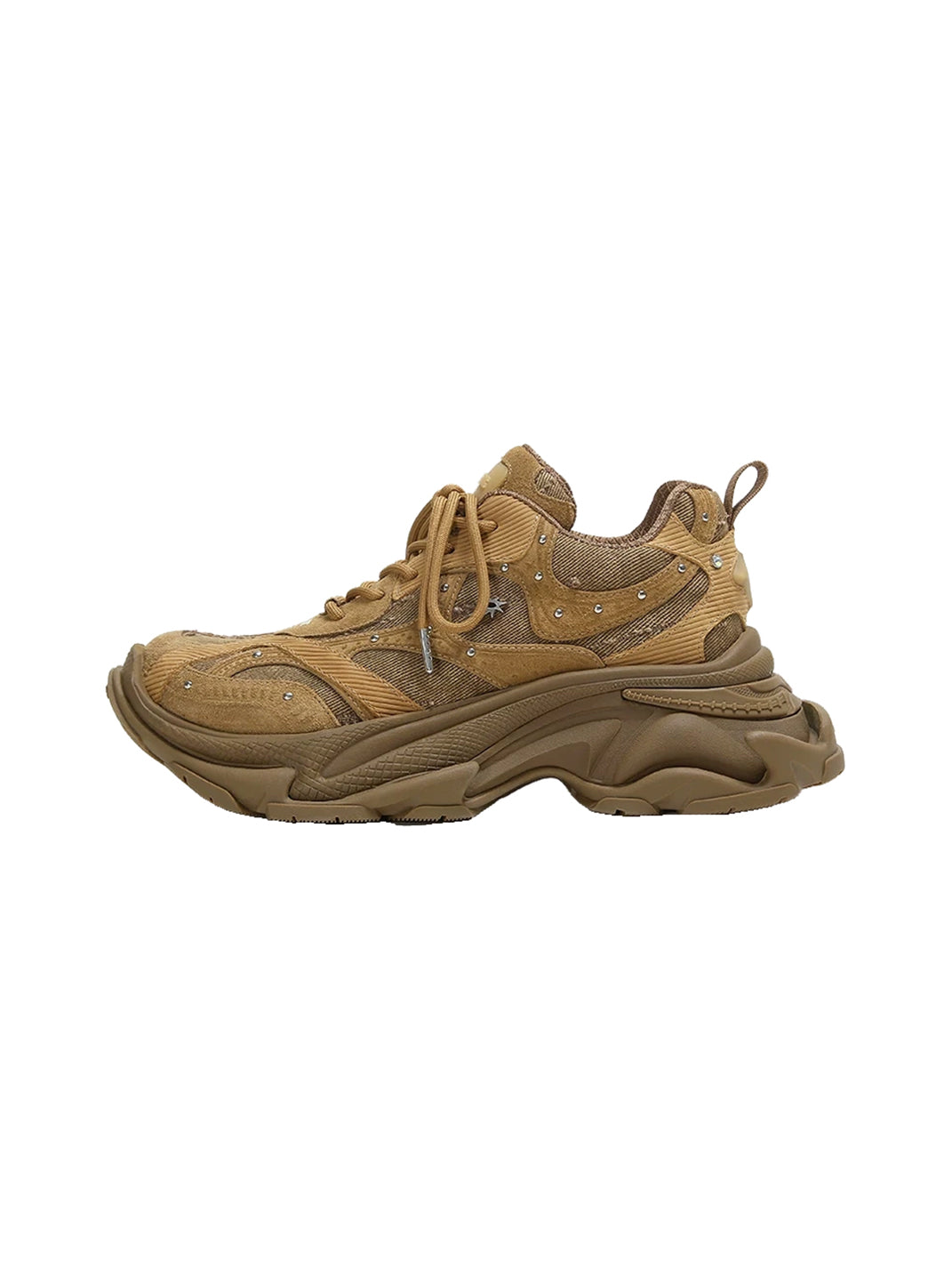 Sculpted Sole Brown Panel Sneakers - 1