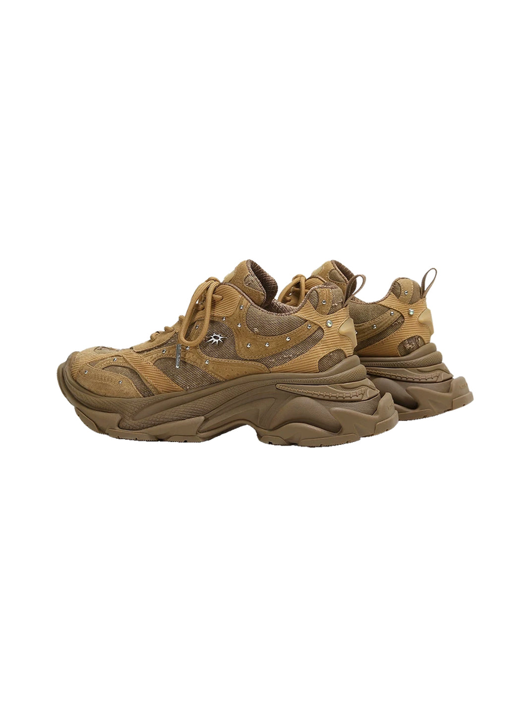 Sculpted Sole Brown Panel Sneakers - 5